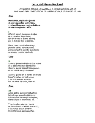 Letra Del Himno Naciona11984