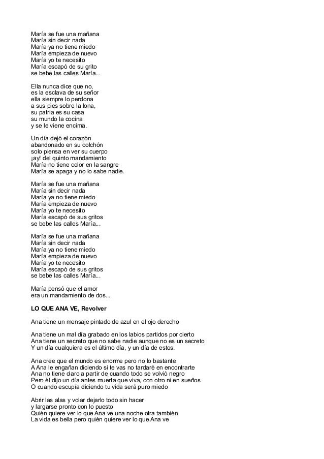 Letra Canciones 25 Nov
