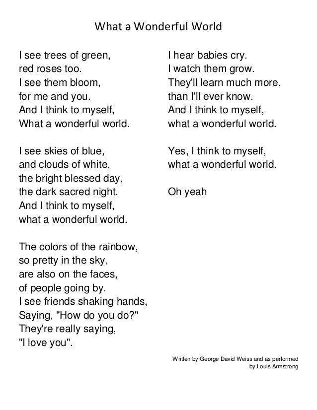 Letra de What a worderful world