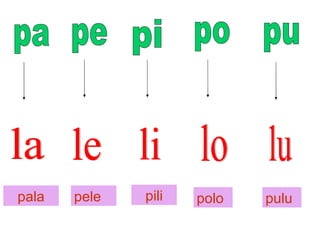 pa pe pi po pu lu lo li le la pala pili polo pulu pele 