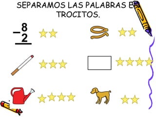 SEPARAMOS LAS PALABRAS EN
TROCITOS.
 