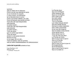 Letras de canciones