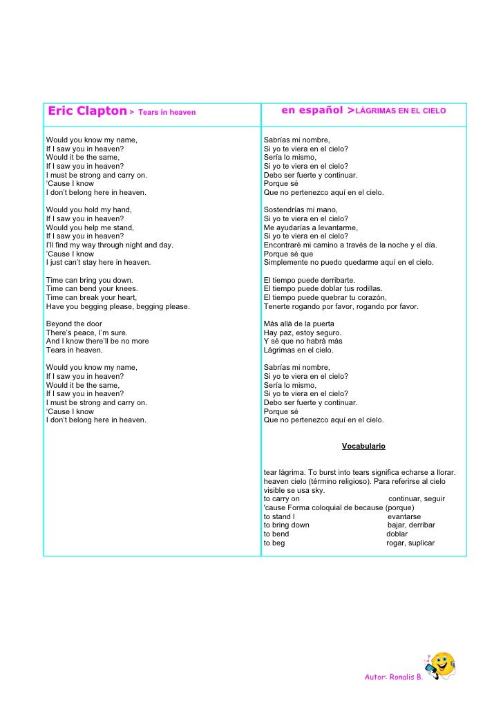 Letras De Canciones Ingles Espanol Letras De Canciones Ingles Espanol
