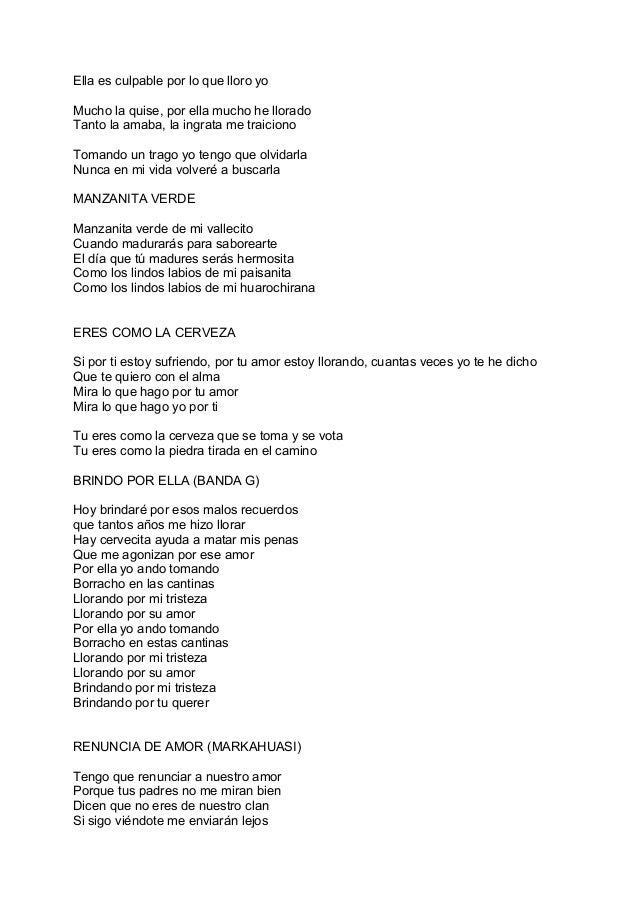 Letras De Canciones Total Para Analisis Morfosintactico letras de canciones total para analisis