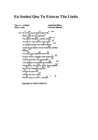 Eu Sonhei Que Tu Estavas Tão Linda
 