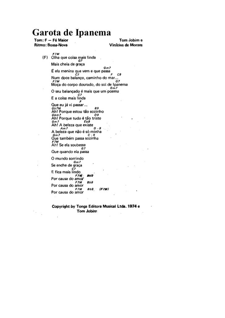 Letra Da Mãºsica Garota De Ipanema LETRA