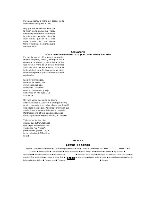 Letras De Tango1 1 A La