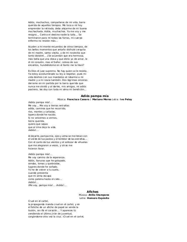 Letras De Tango1 1 A La