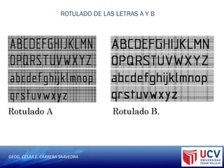 GEOG. CESAR E. CARRERA SAAVEDRA
ROTULADO DE LAS LETRAS A Y B
 