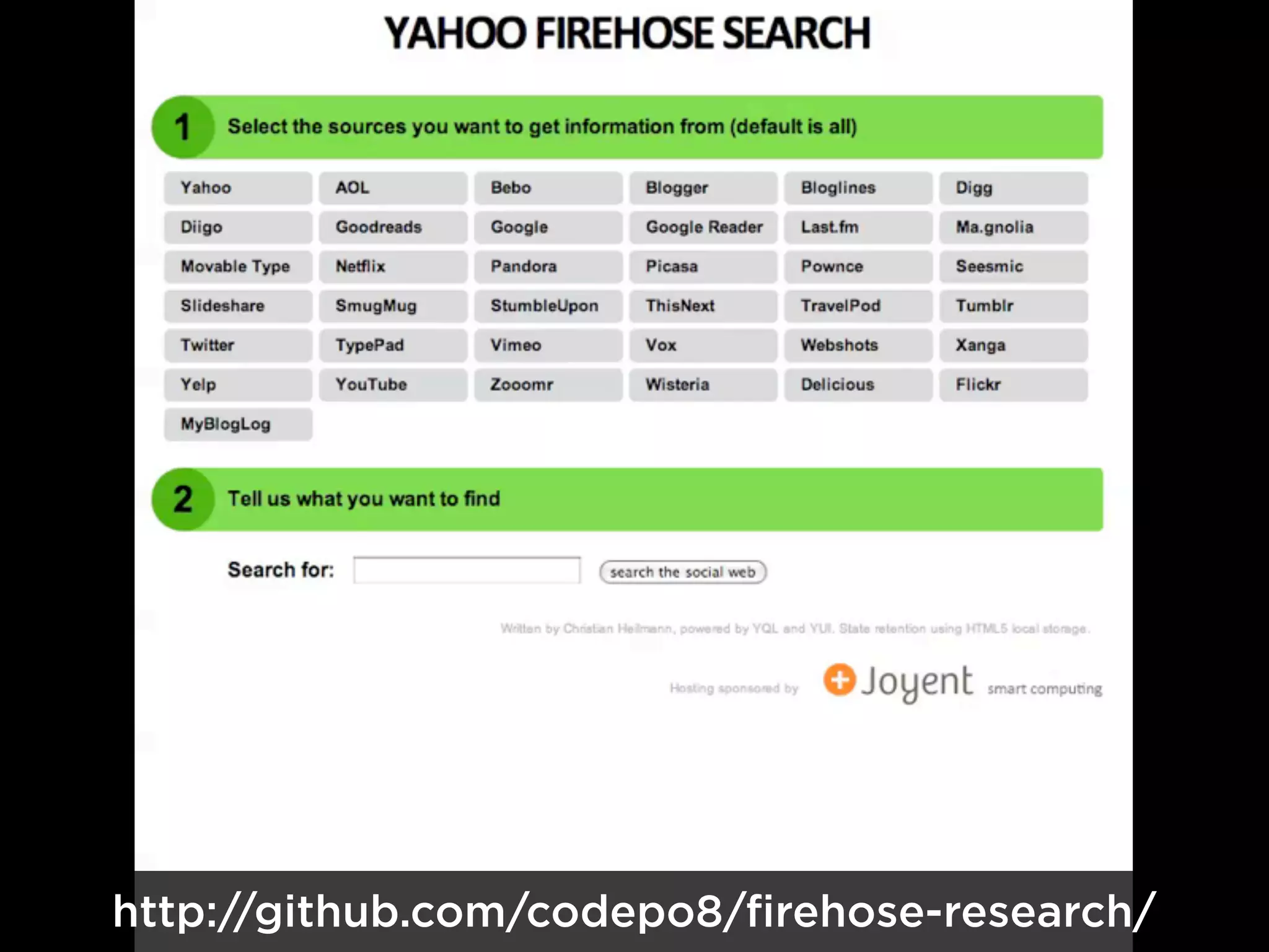 http://github.com/codepo8/firehose-research/
 