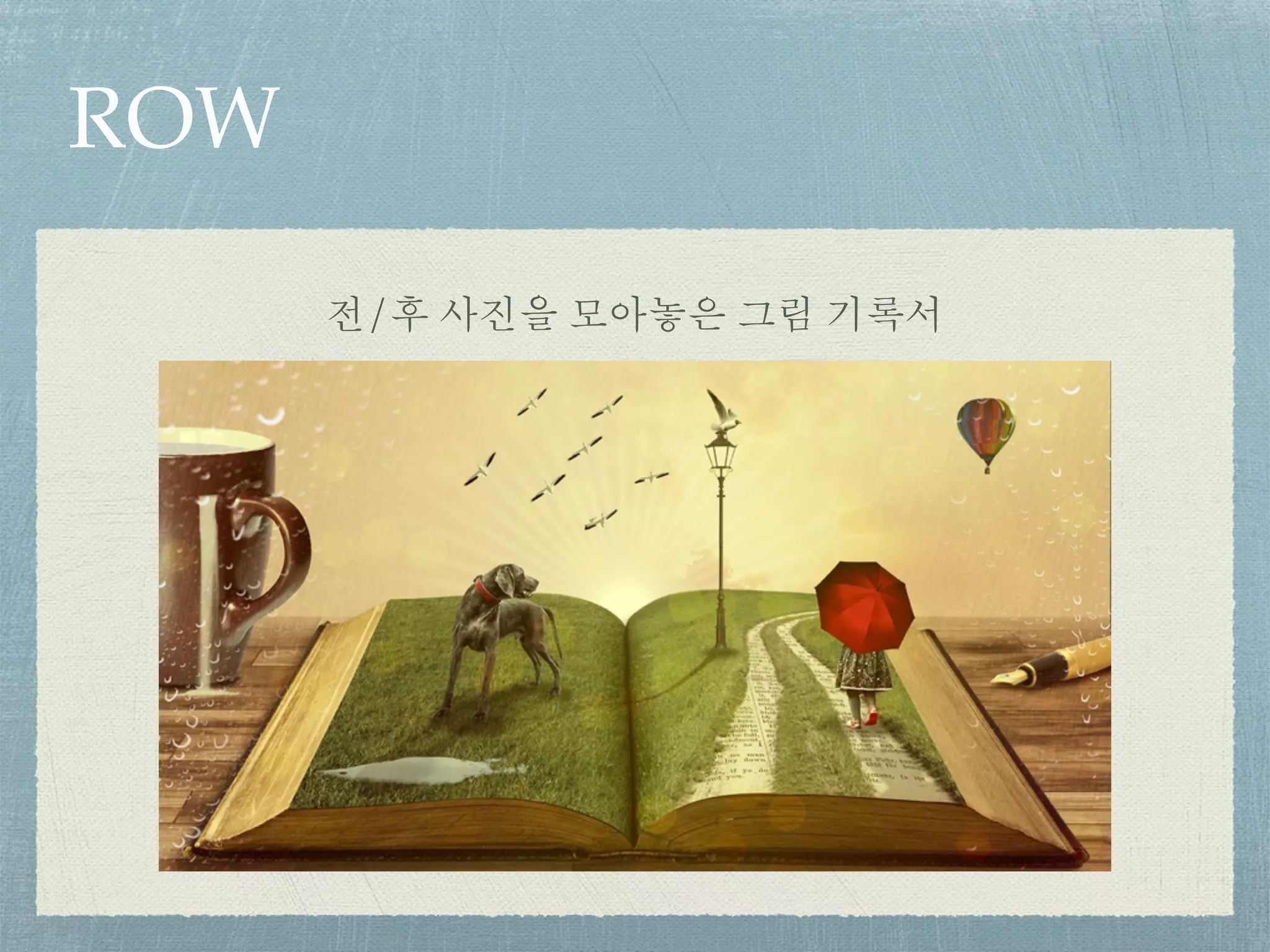 ROW
전/후 사진을 모아놓은 그림 기록서
 