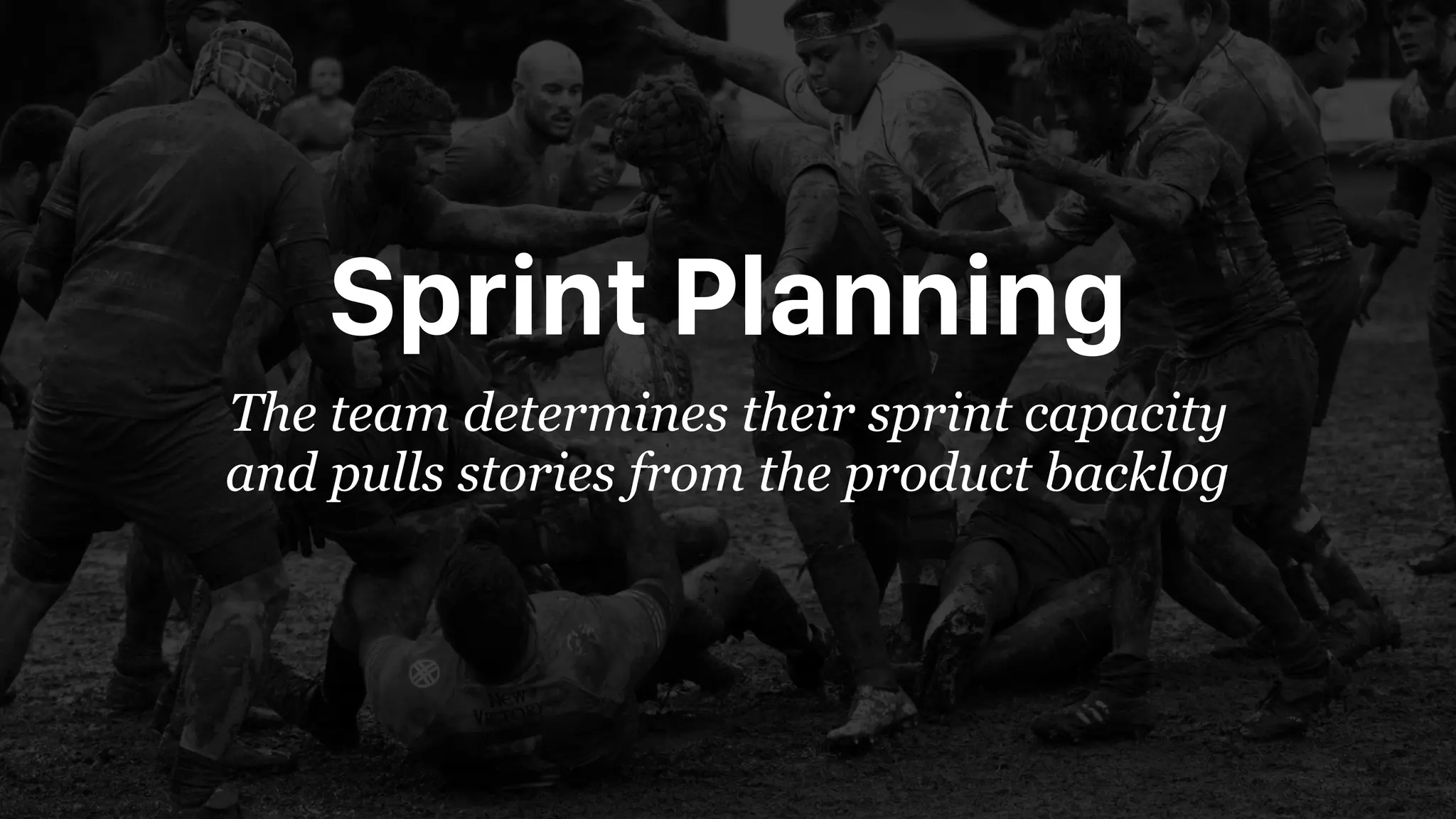Sprint Planning
The team determines their sprint capacity
and pulls stories from the product backlog
 
