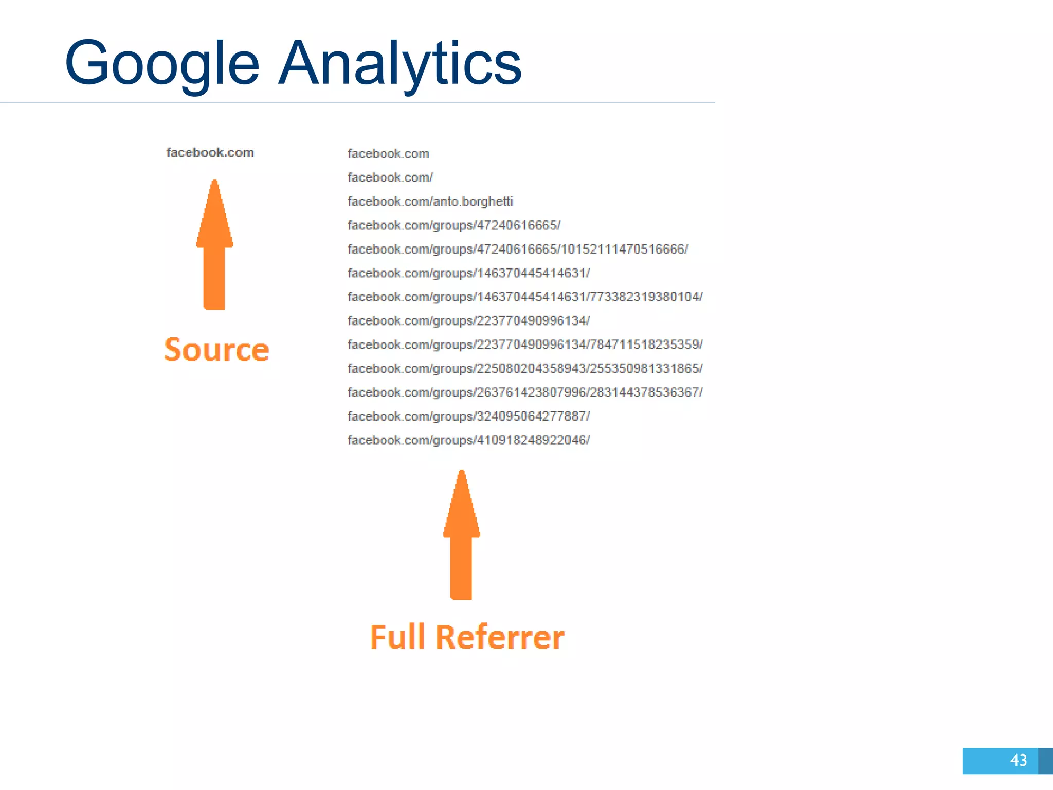 Google Analytics 
43 
 