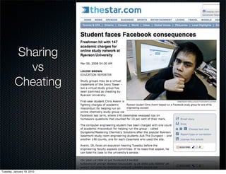 Sharing
            vs
          Cheating




Tuesday, January 19, 2010
 