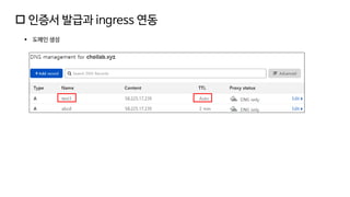  인증서 발급과 ingress 연동
▪ 도메인 생성
 