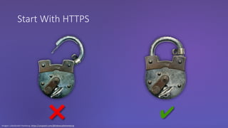 Start With HTTPS
❌ ✔Images: LoboStudio Hamburg, https://unsplash.com/@lobostudiohamburg
 