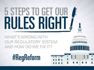 WHAT’S WRONG WITH
OUR REGULATORY SYSTEM
AND HOW DO WE FIX IT?
5 STEPSTO GET OUR
RULES RIGHT
#RegReform
 