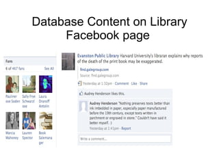 Database Content on Library Facebook page  