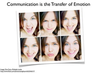 Communication is the Transfer of Emotion




Image: One Face--Mulitple Looks
http://www.ﬂickr.com/photos/aseightyvii/623546317/
 