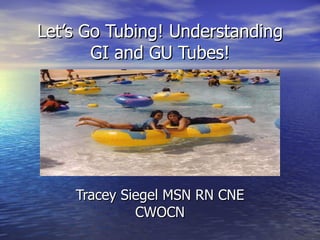 Let’s Go Tubing! Understanding GI and GU Tubes! Tracey Siegel MSN RN CNE CWOCN 
