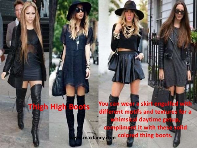 skater skirt and thigh high boots