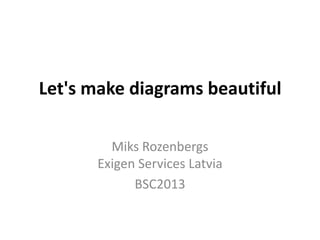 Let's make diagrams beautiful
Miks Rozenbergs
Exigen Services Latvia
BSC2013

 