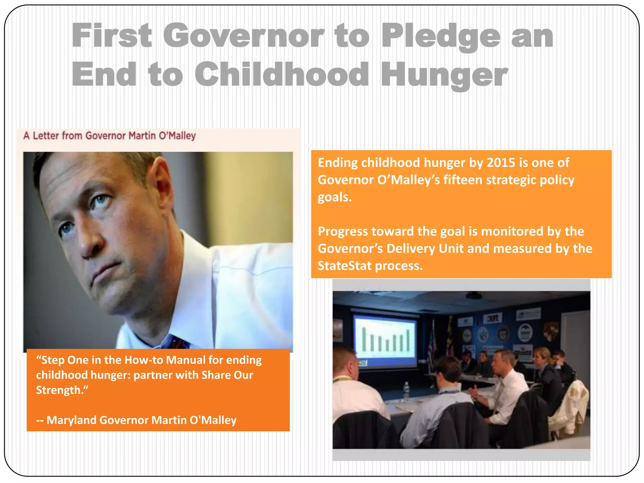 Share Our Strength Fundraise and make grantsRaise awarenessProvide Nutrition EducationInvest in State Partnerships: Strength in Numbers 3