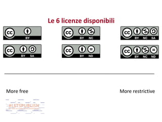 Le 6 licenze disponibili

More free

More restrictive

 