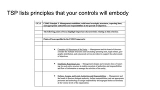 TSP lists principles that your controls will embody
 