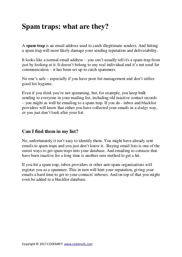 Let S Talk About Spam Traps