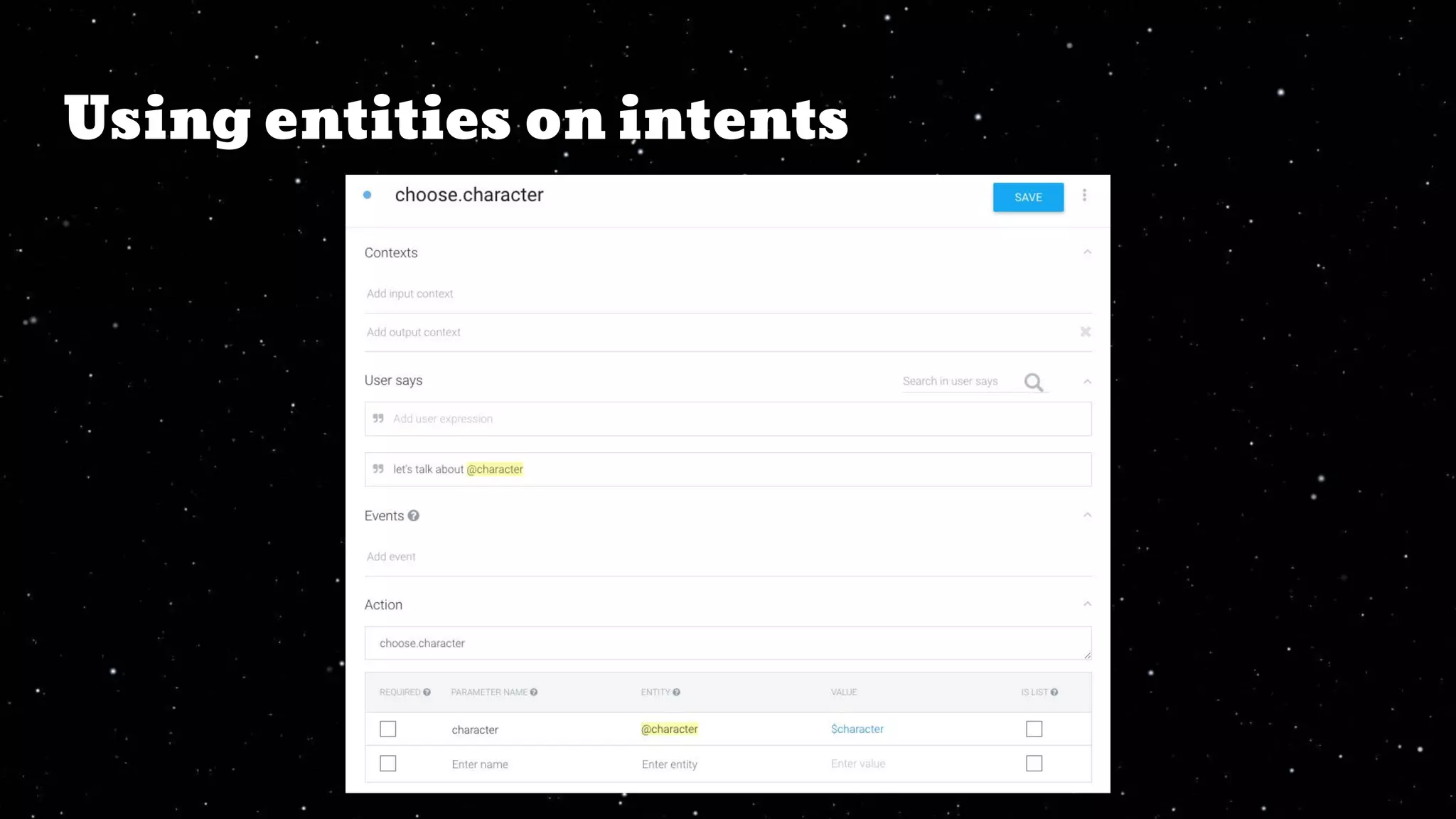 Using entities on intents
