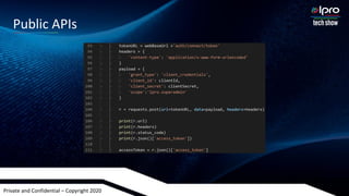 Private and Confidential – Copyright 2020
Public APIs
 