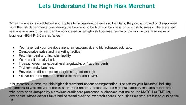 Lets understand the high risk merchant