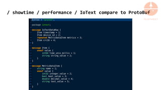 / showtime / performance / IoText compare to ProtoBuf
 