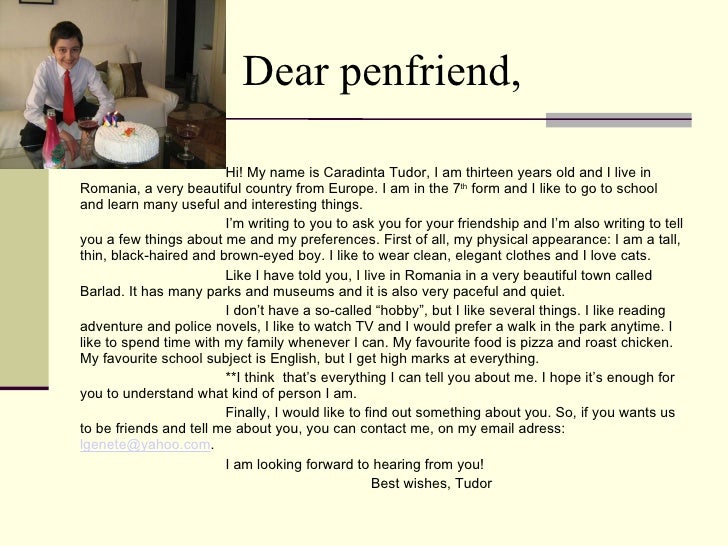 Letter to your pen-friend about your country image