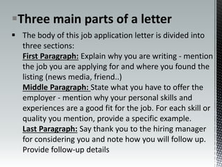 Three main parts of a letter
 