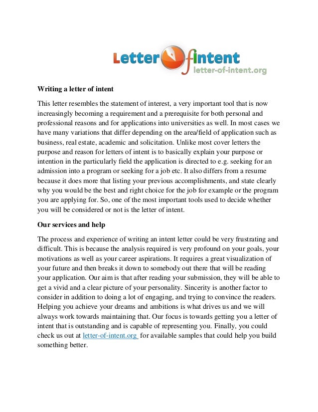 Letter of an Intent Writing Service