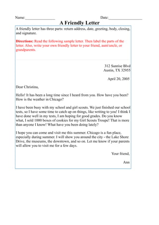 A Friendly Letter To A Friend
