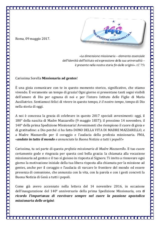 Lettera Alle Missionarie Italiano