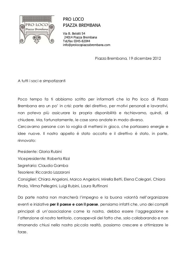 Lettera di auguri formale