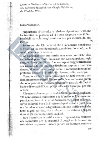 Lettera di Bettino Craxi a Giorgio Napolitano e Giovanni Spadolini del 1993