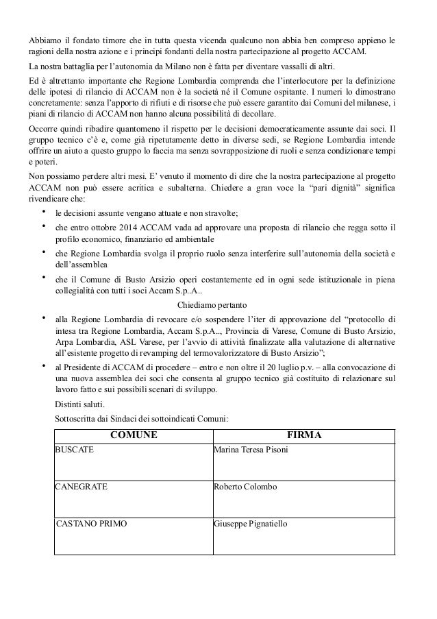Lettera di rinuncia ai termini collegio sindacale