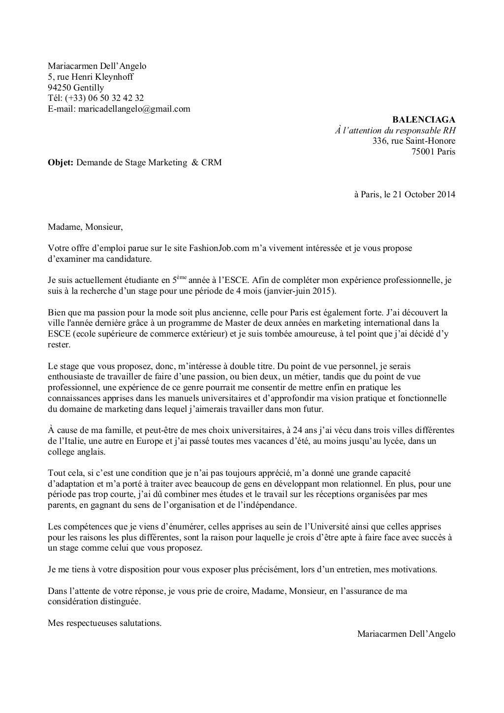 la lettre de motivation