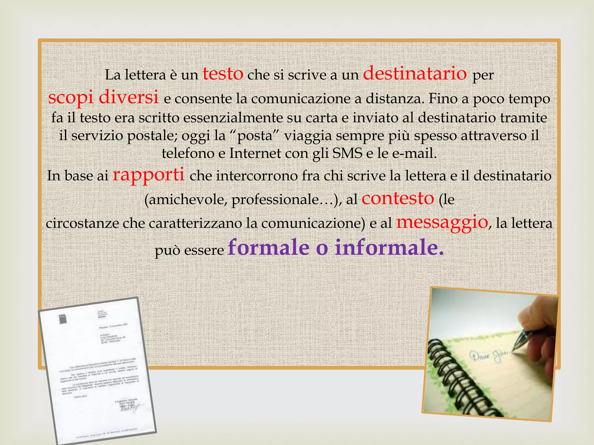 La lettera formale e informale