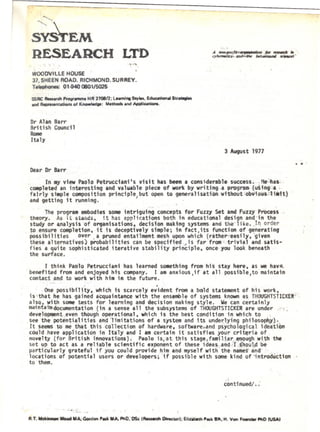 Gordon Pask letter to British Council about Paolo Petrucciani's grant - 030877