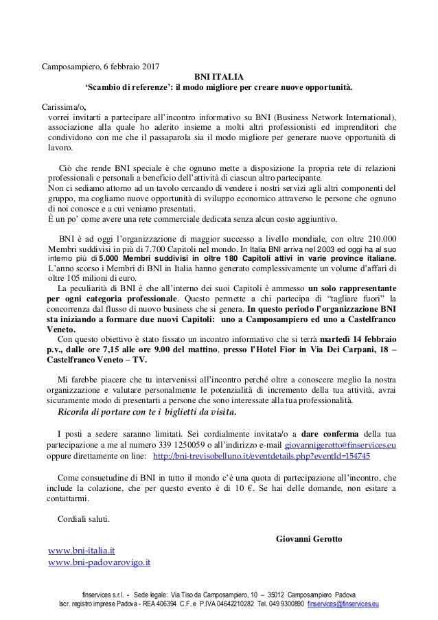 Lettera invito cena coscritti