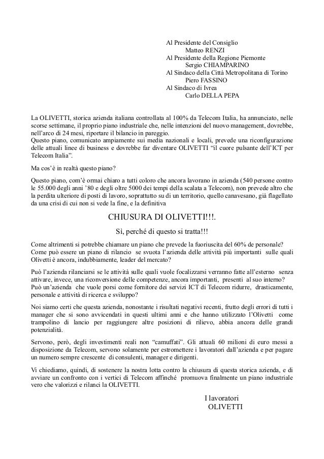 Lettera di matteo renzi