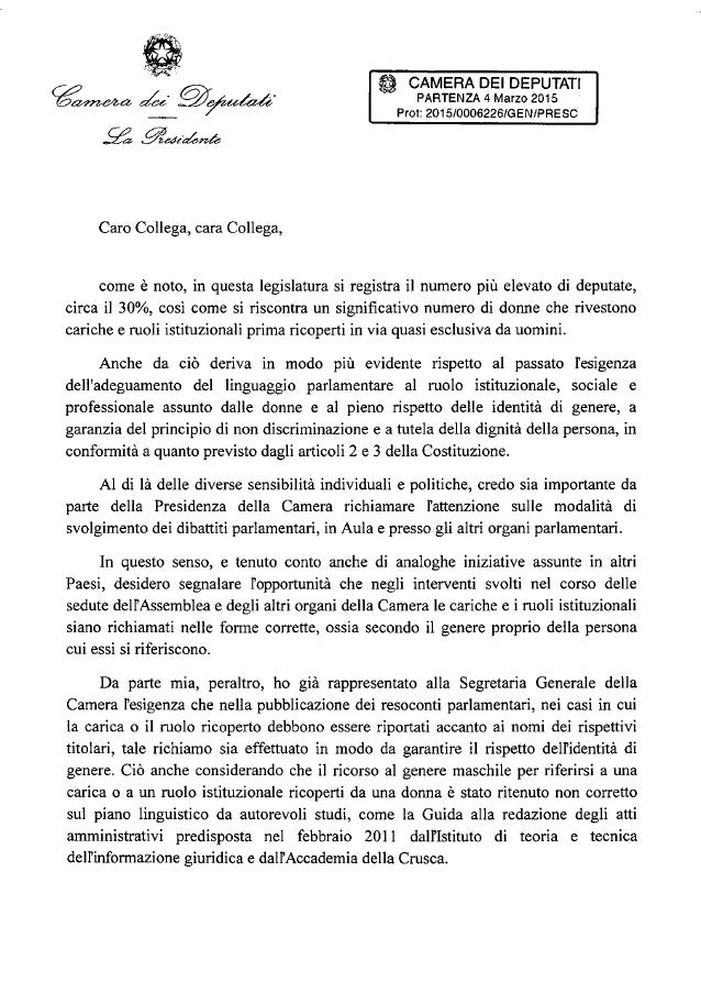 Lettera presidente Lettera presidente