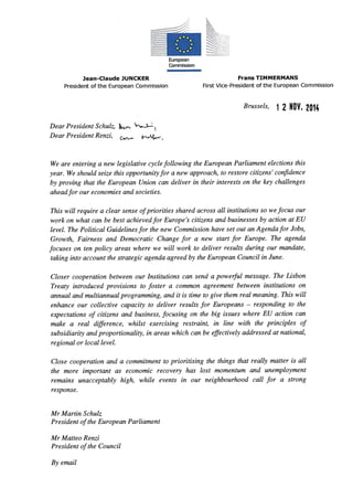 Letter by juncker_to_parliament_and_council
