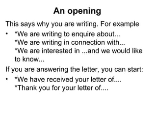 Drafting Opening Examples Letter drafting ppt 15 feb | PPT